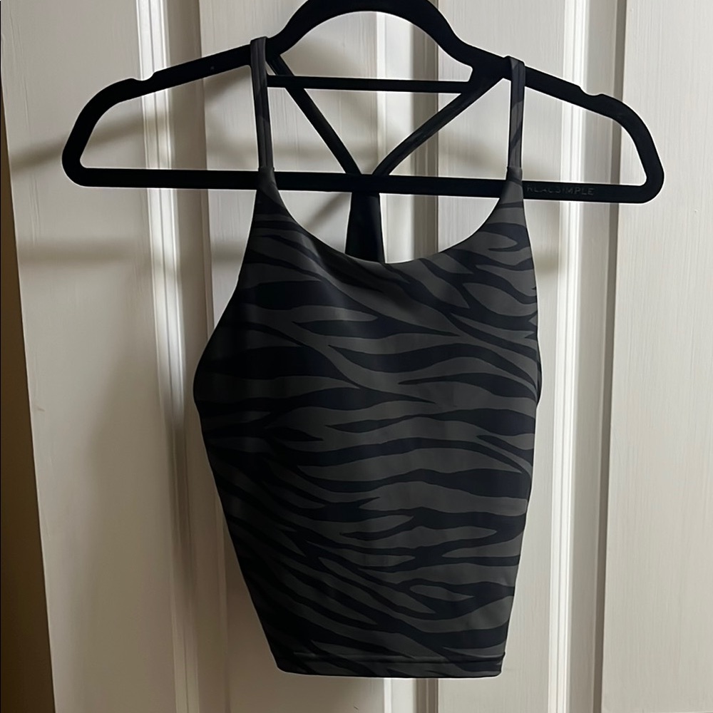 Old Navy Black and Gray Active Zebra Print Tank